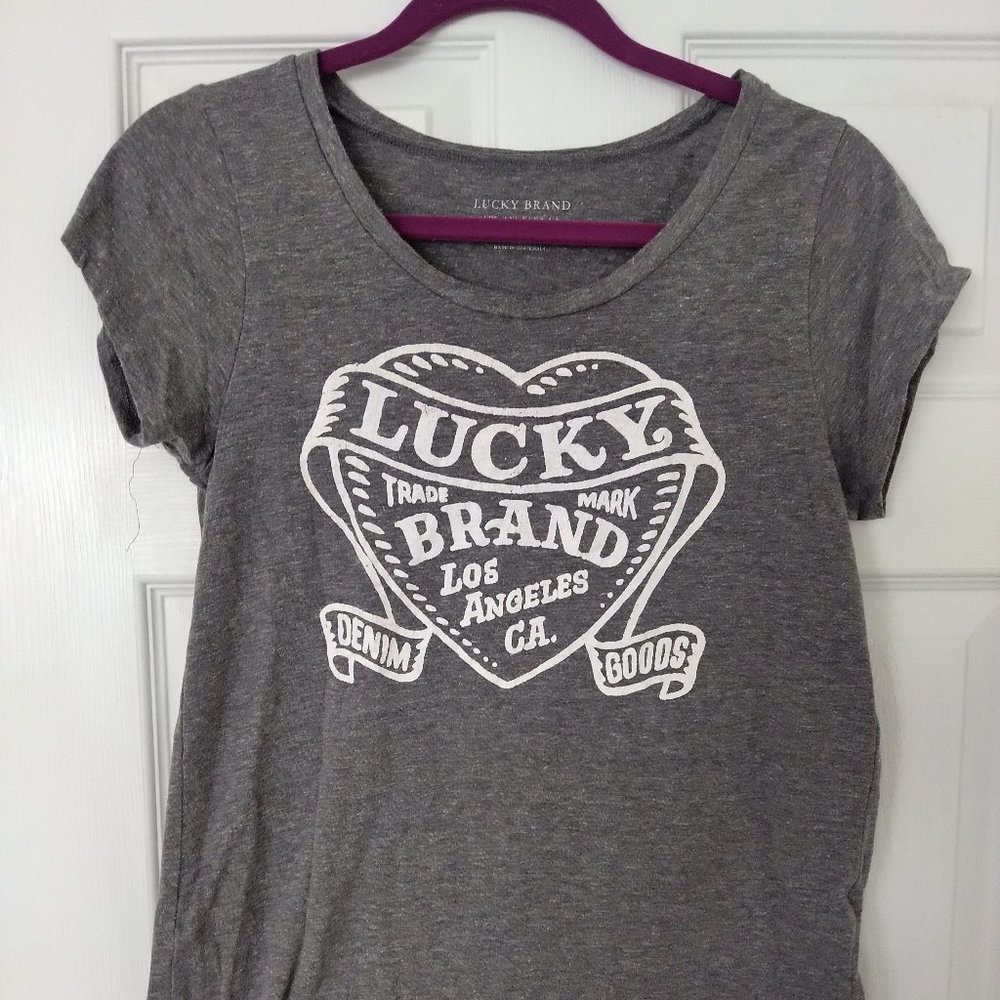 Gray and white short sleeve top - Lucky Brand Los Angeles - Size Medium